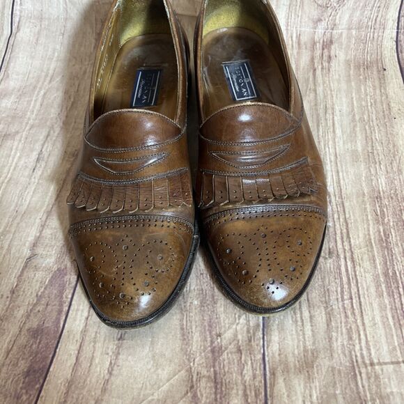 Vintage Mens Bostonian Shoes Loafers Tassel Florentine Dress Brown 9 1/2 M ITALY - Picture 11 of 11
